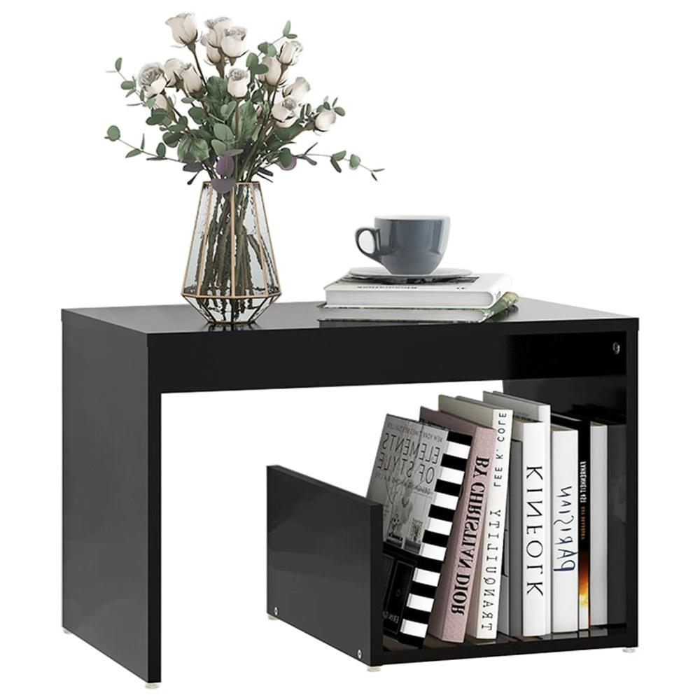 vidaXL Side Table Black 23.2"x14.2"x15" Engineered Wood