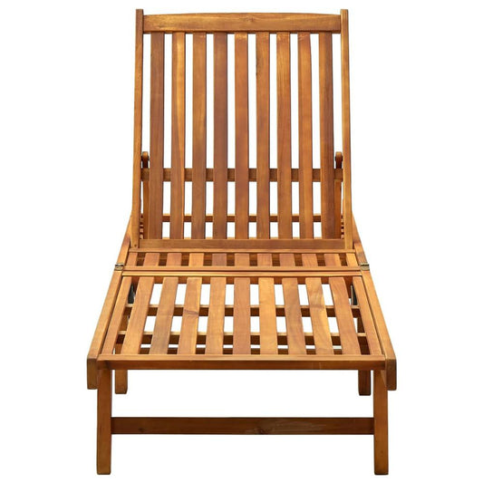 Sunlounger Natural Wood Solid Acacia Wood
