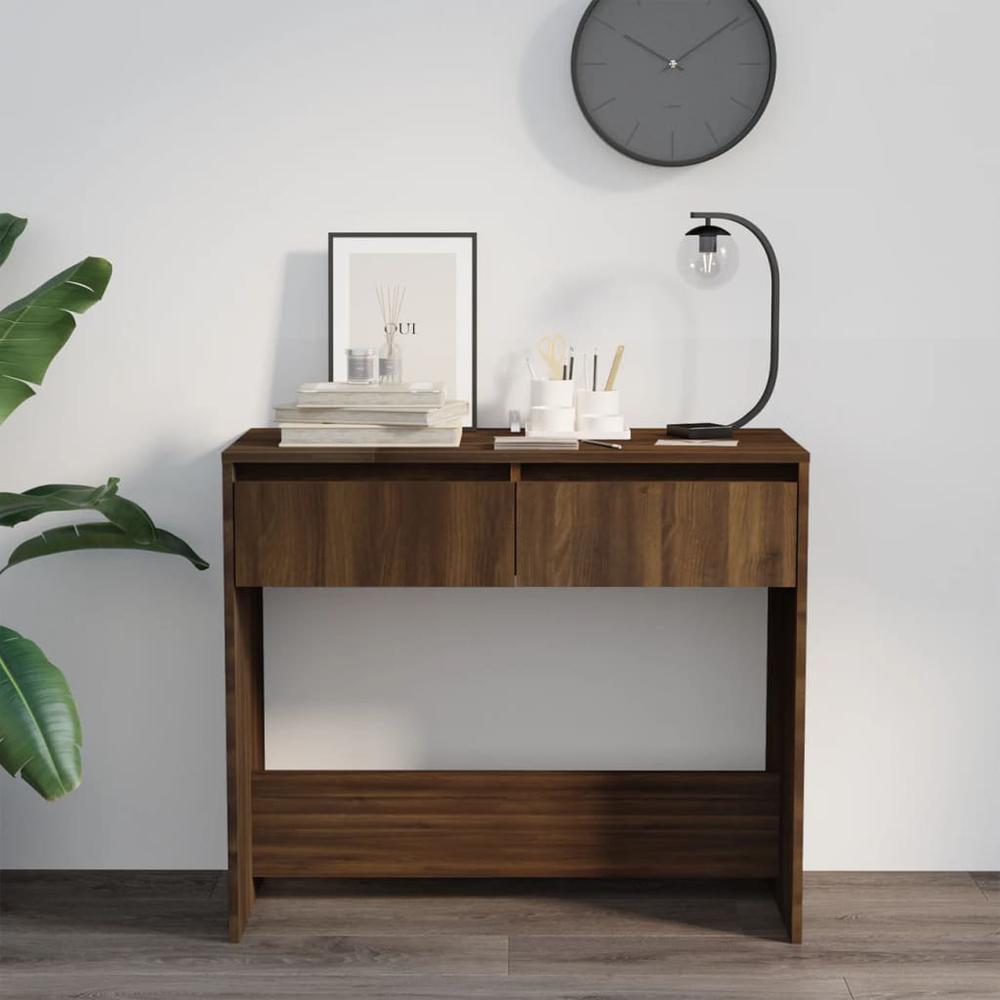 vidaXL Console Table Brown Oak 35"x16.1"x30.1" Engineered Wood