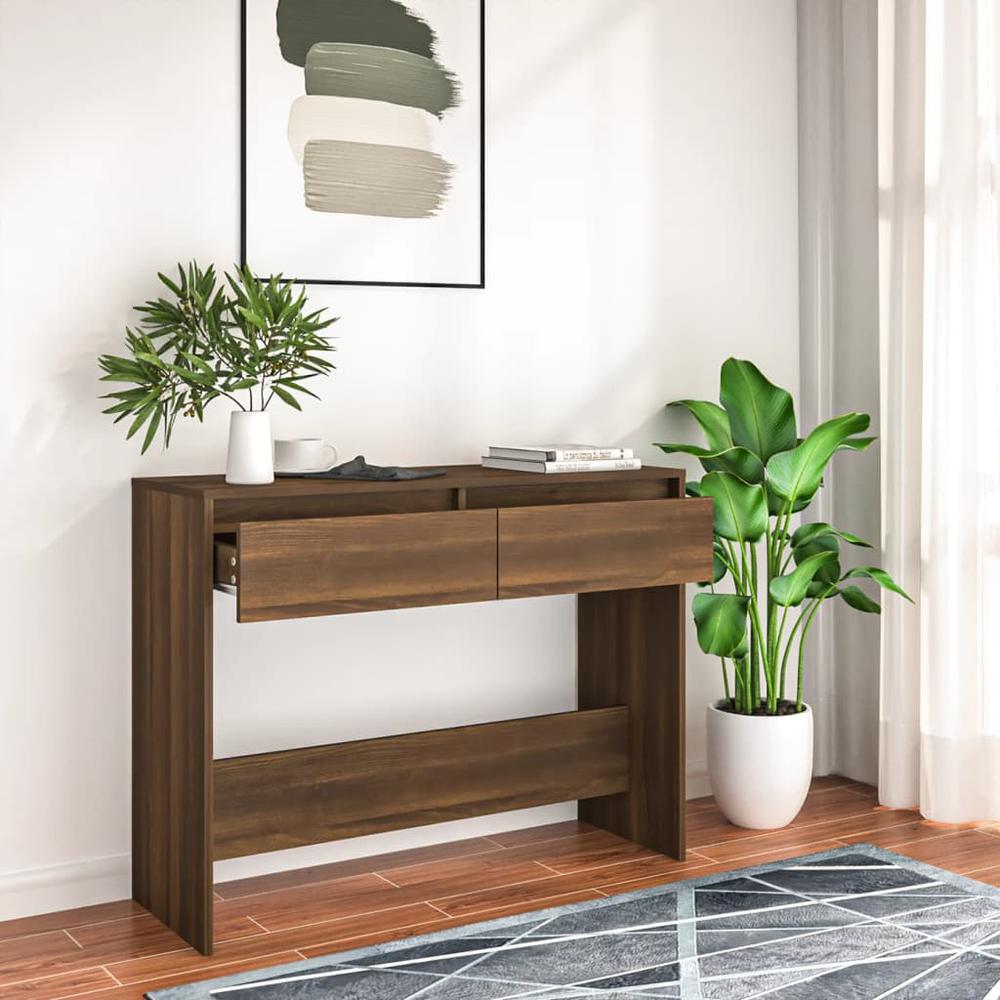 vidaXL Console Table Brown Oak 39.4"x13.8"x30.1" Engineered Wood