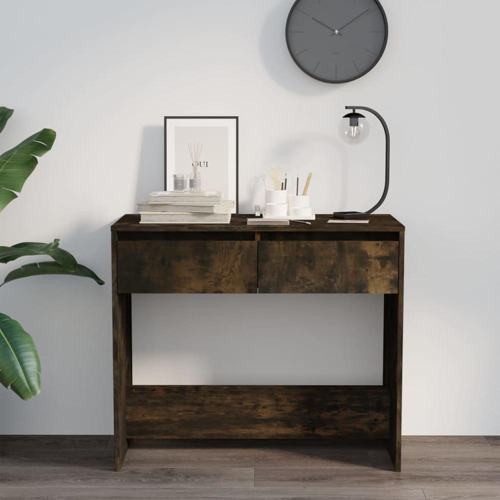 vidaXL Console Table Smoked Oak 35"x16.1"x30.1" Engineered Wood