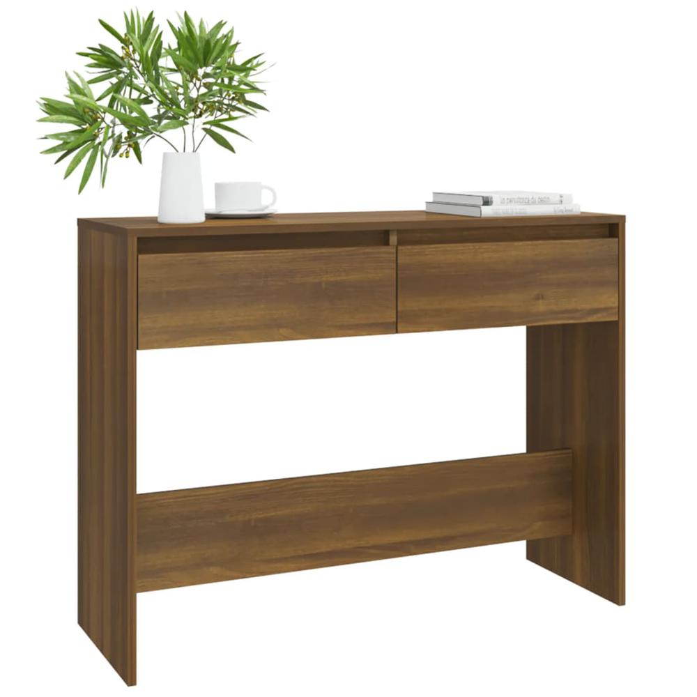 vidaXL Console Table Brown Oak 39.4"x13.8"x30.1" Engineered Wood