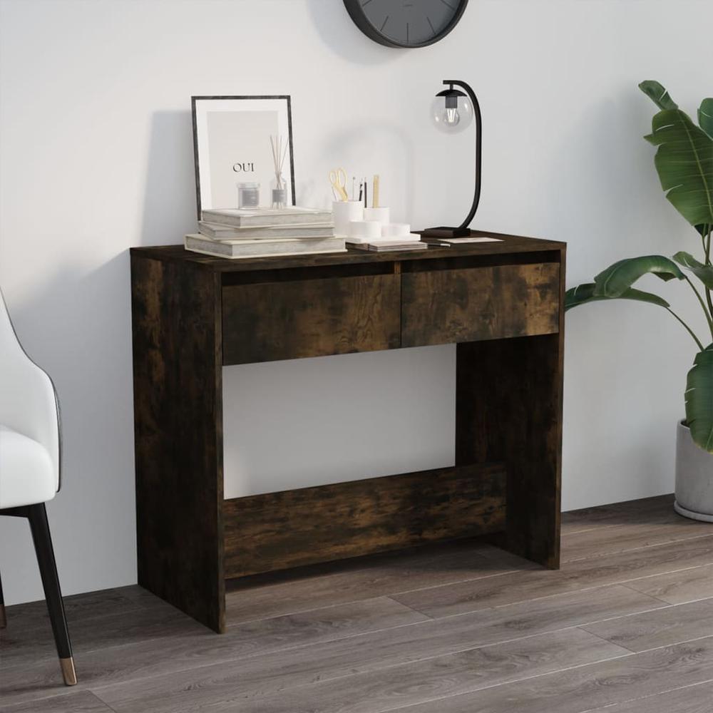 vidaXL Console Table Smoked Oak 35"x16.1"x30.1" Engineered Wood