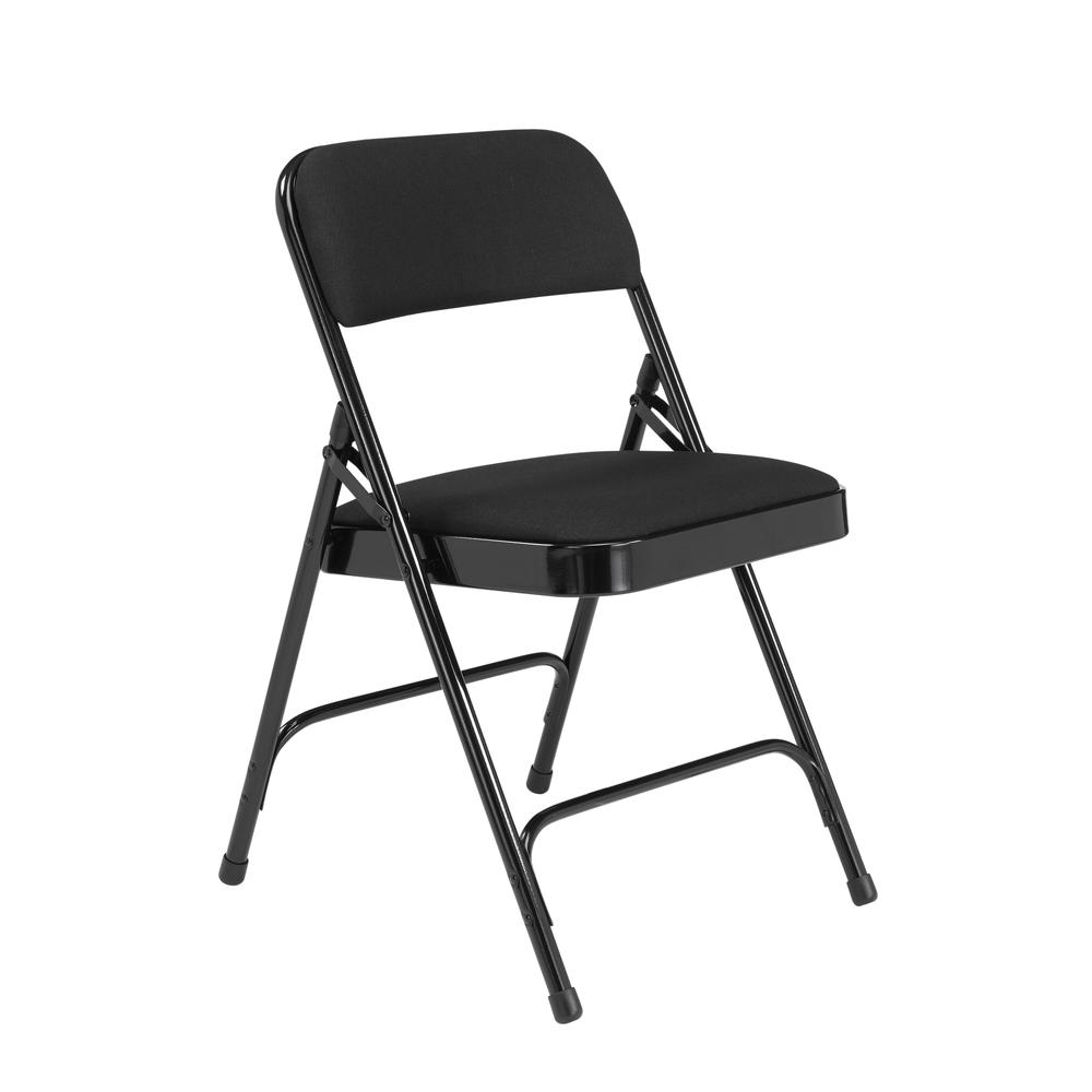 NPS® 2200 Series Deluxe Fabric Upholstered Double Hinge Premium Folding Chair, Midnight Black (Pack of 4)