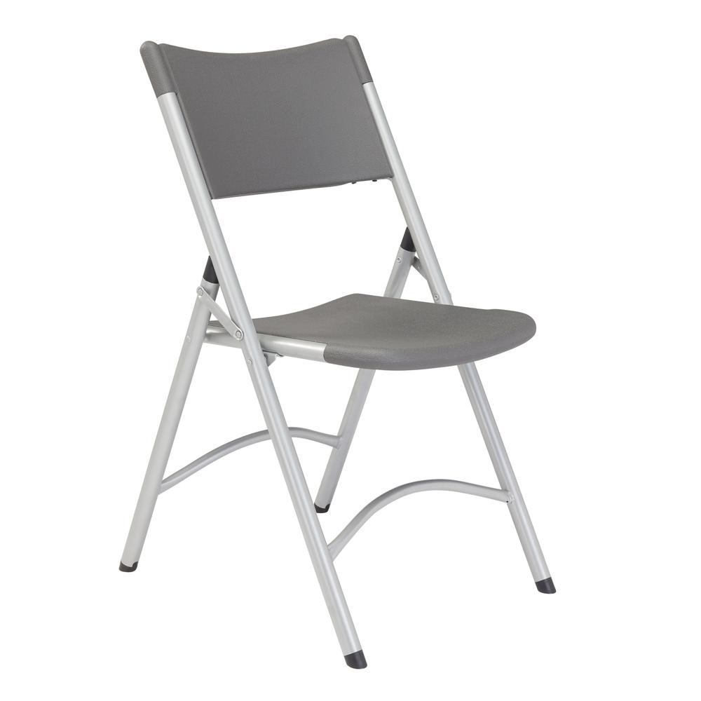 NPS® 600 Series Heavy Duty Plastic Folding Chair, Charcoal Slate (Pack of 4)