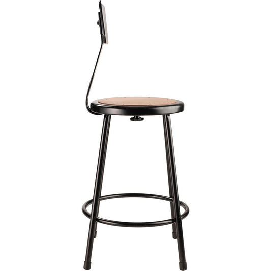 NPS® 24"Heavy Duty Steel Stool With Backrest, Black