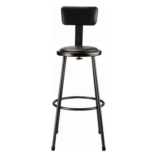 NPS® 30" Heavy Duty Vinyl Padded Steel Stool With Backrest, Black