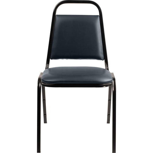 NPS® 9100 Series Vinyl Upholstered Stack Chair, Midnight Blue Seat, Black Sandtex Frame