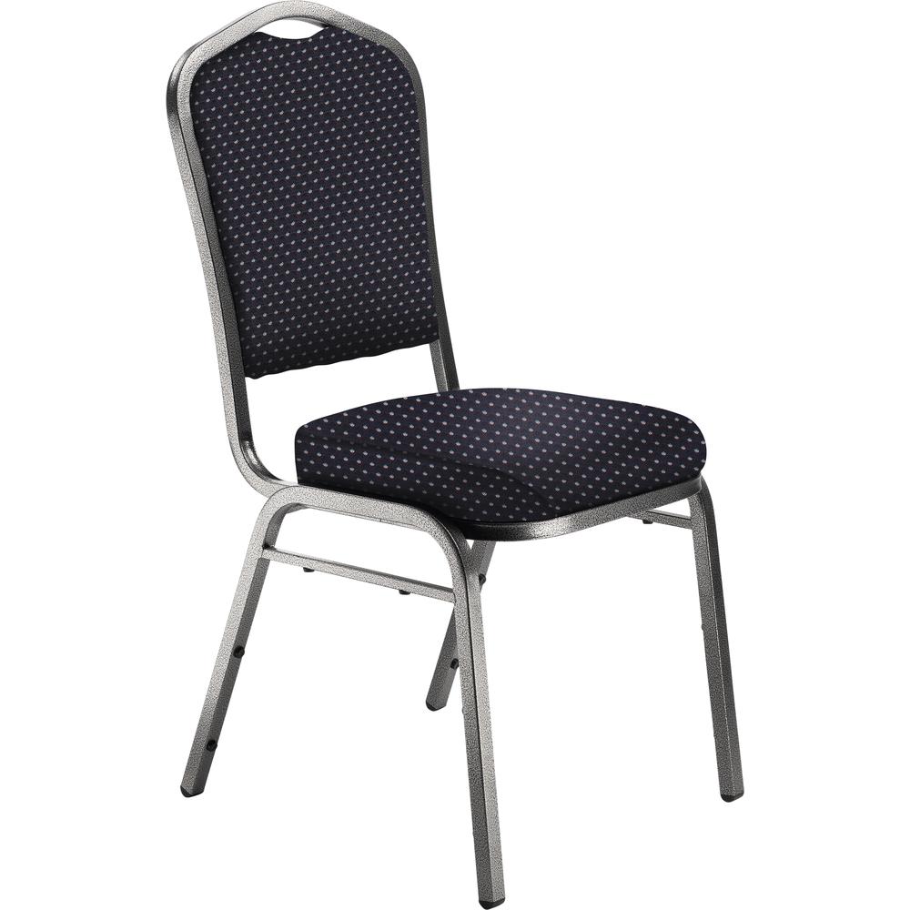 NPS® 9300 Series Deluxe Fabric Upholstered Stack Chair, Diamond Navy Seat/Silvervein Frame