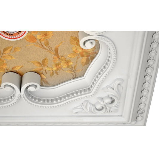 White and Gold Four Leaf Clover Square Chandelier Ceiling Medallion 24in