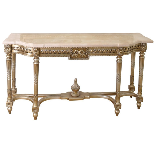 Grand Carved Console with Marble Top 68"W-Platine