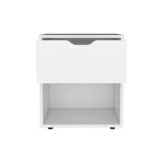 Adak 19.7" H Nightstand End Table with Open Shelf,White