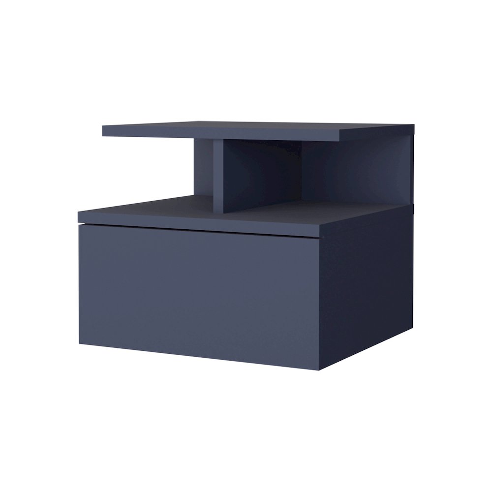 Healy Nightstand, 1 Drawer, 2 Shelves, Alby Blue