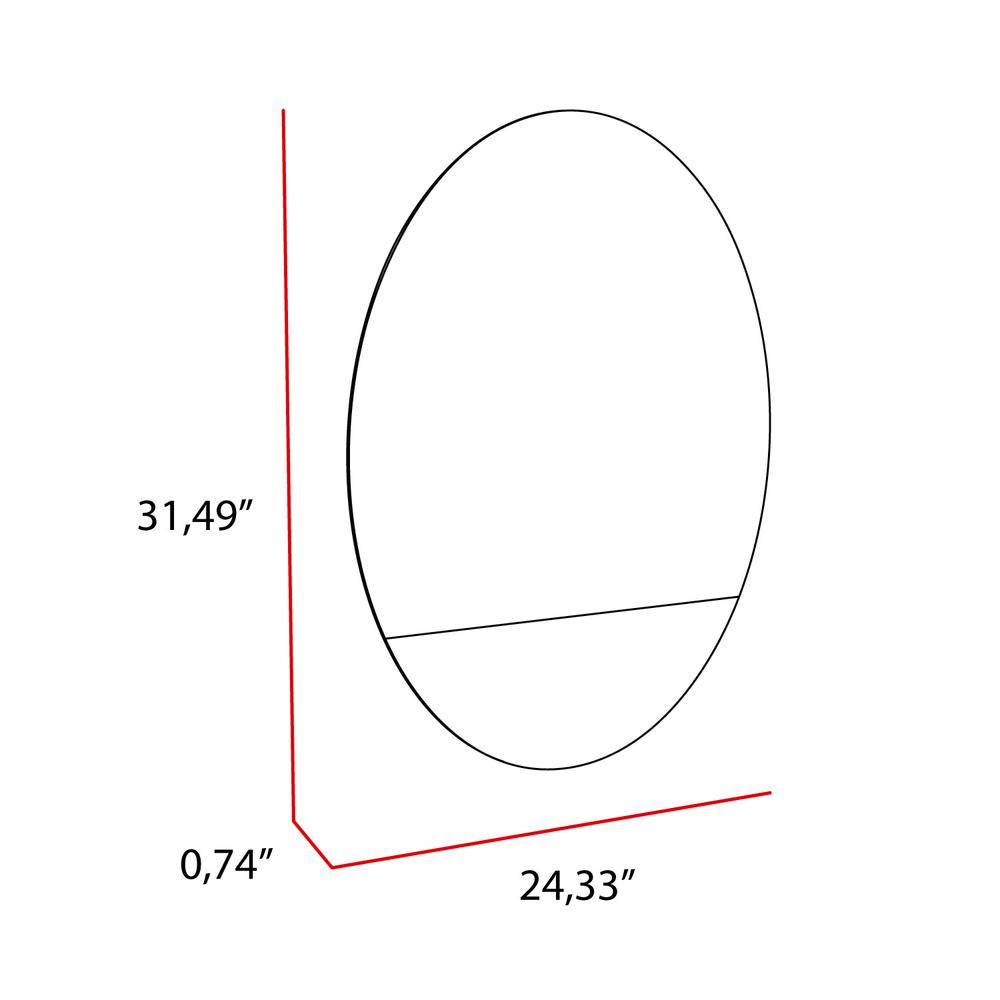 DEPOT E-SHOP Mirror Lugano, Frameless Oval Mirror, Looking Glass, For Bathroom