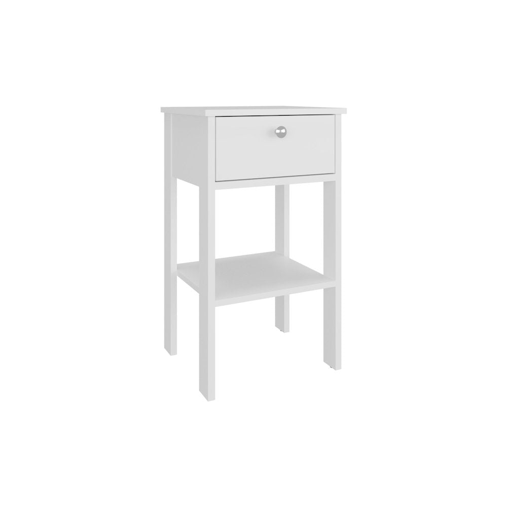 McRae Nightstand, 1 Drawer, 1 Shelf, 4 Legs, White