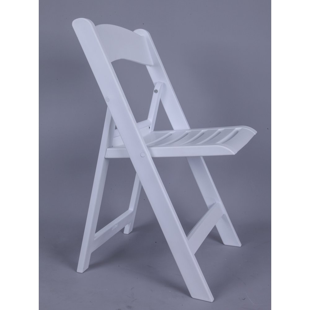 Nexus Resin Folding Chair with Slatted Seat - White