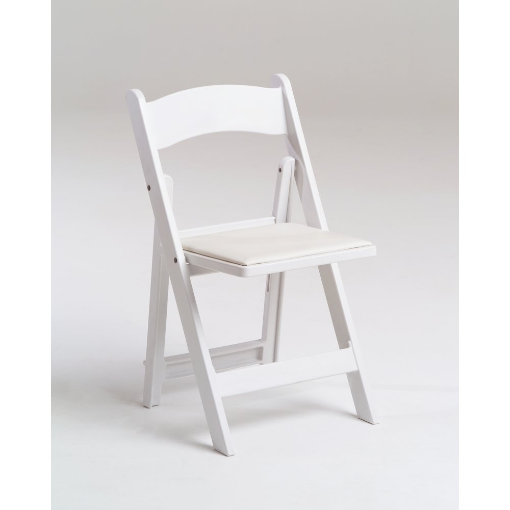 Stackable White Resin KID Folding chair-White frame white padded seat