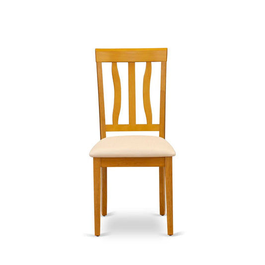 Antique Dining Chairs - Linen Fabric Upholstered Wooden Chairs, Set of 2