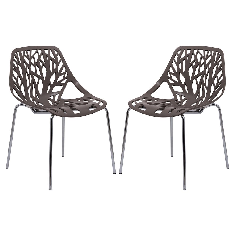 Modern Asbury Dining Chair w/ Chromed Legs, Set of 2