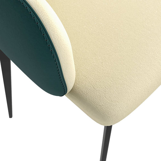Sonnet Series Modern Dining Chair in Cream/Green - Set of 2