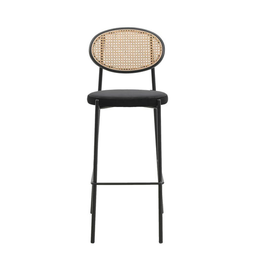 Euston Modern Wicker Bar Stool With Black Steel Frame