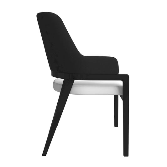 Modern Wooden Dining Chair in Black Fabric Seat With white top Set of 2