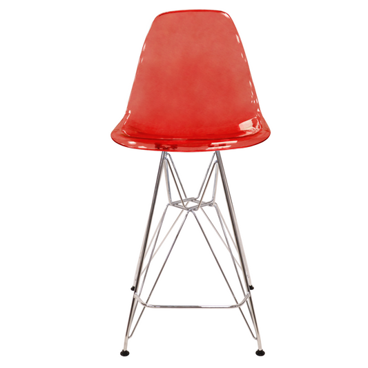 Cresco Modern Acrylic Barstool with Chrome Base and Footrest