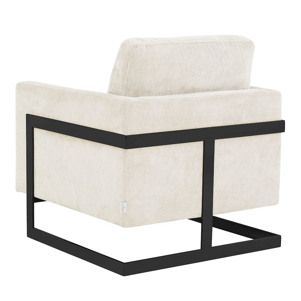 Lincoln Grey Boucle Accent Armchair With Black Frame