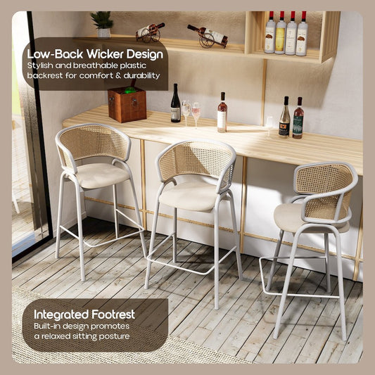 Ervilla Wicker Bar Stool Set of 2
