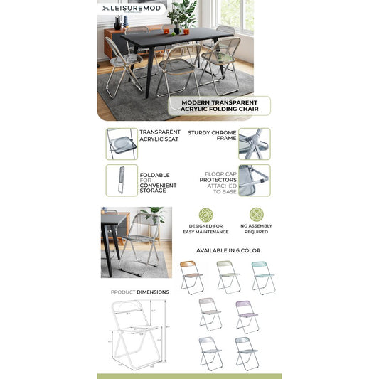 Lawrence Acrylic Folding Chair With Metal Frame