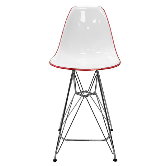 Cresco Modern Acrylic Barstool with Chrome Base and Footrest