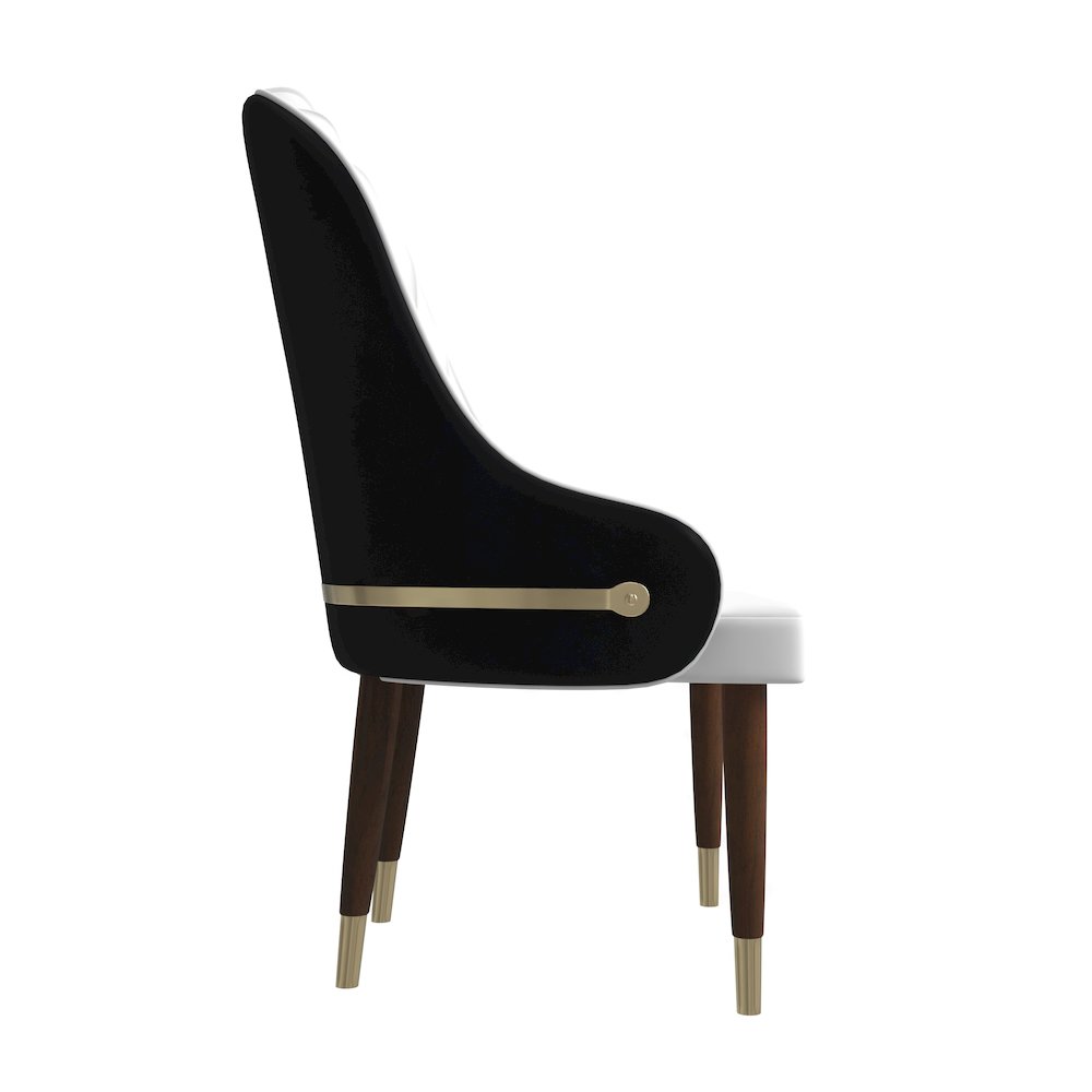 Elara Collection Wooden Dining Chair in Black/White Set of 4