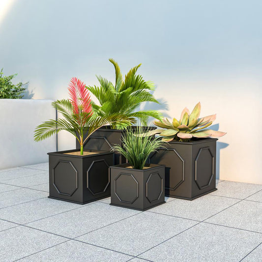 Sprout Series Poly Stone Planter in Black