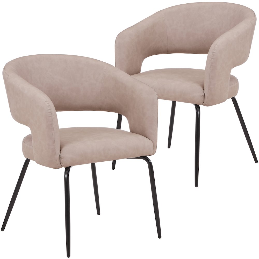 Gavin Series Modern Chair Black Frame in Taupe Set of 2