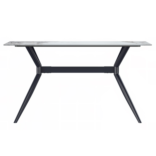 Black Stainless Steel Dining Table 55 With Medium Grey Sintered Stone Top