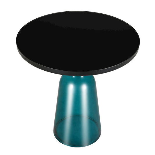 Tully Collection Glass side Table Blue glass, Black Rim with Black Glass top
