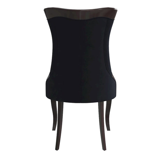 Novara Collection Modern Wooden Dining Chair in Black Velvet Set of 4