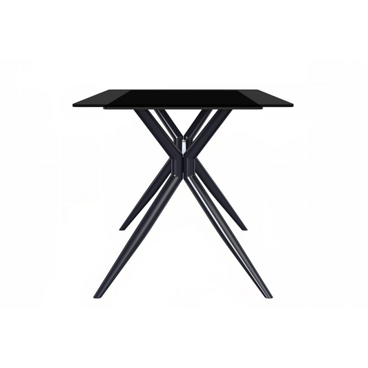 Elega Series Black Stainless Steel Dining Table 55 With Black Glass Top