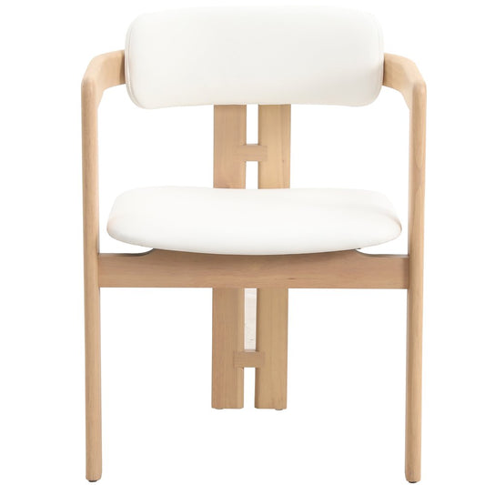 Velo Series Modern Dining Chair in Natrual Wood with White Seat Set of 4