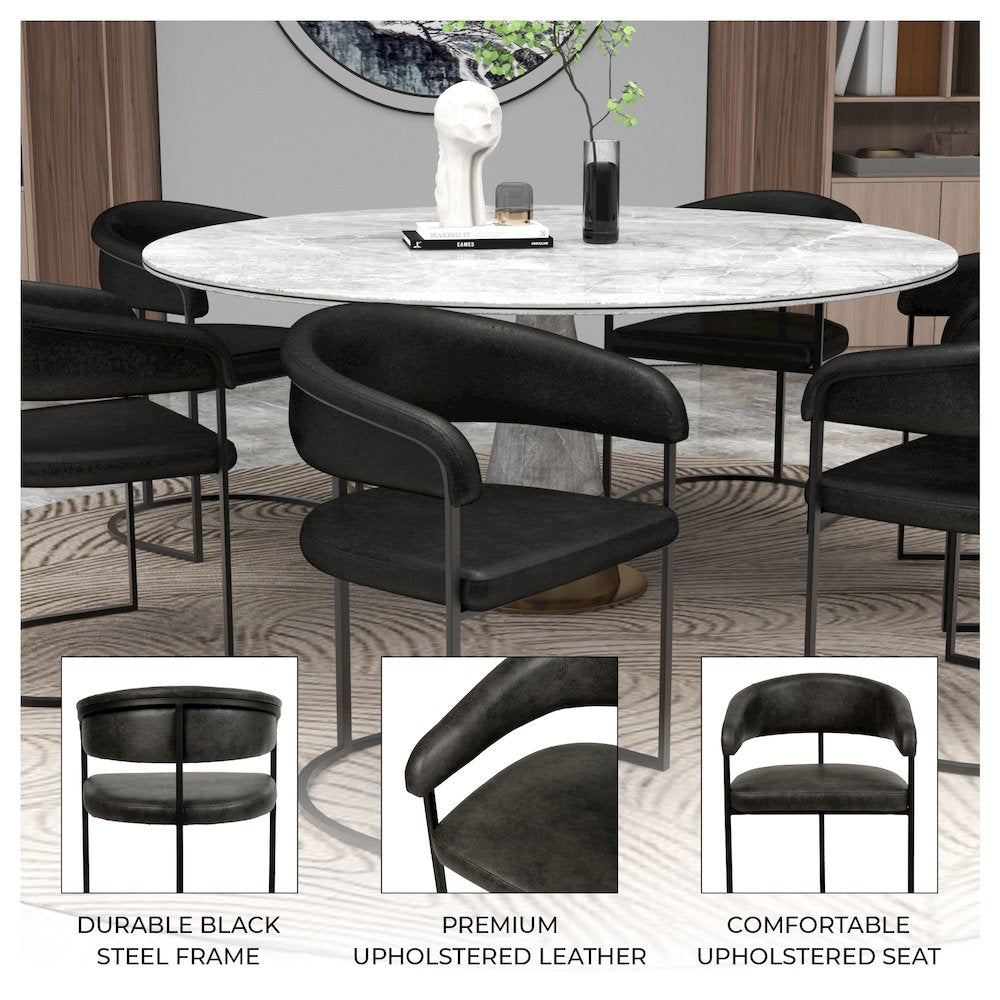 Aero Collection Modern Dining Chair in Charcoal Set of 4