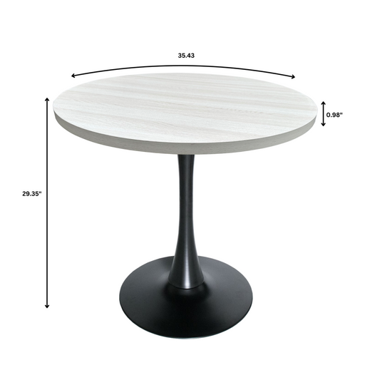 Bristol Dining table, Black Base with 36 Round Light Natural MDF top