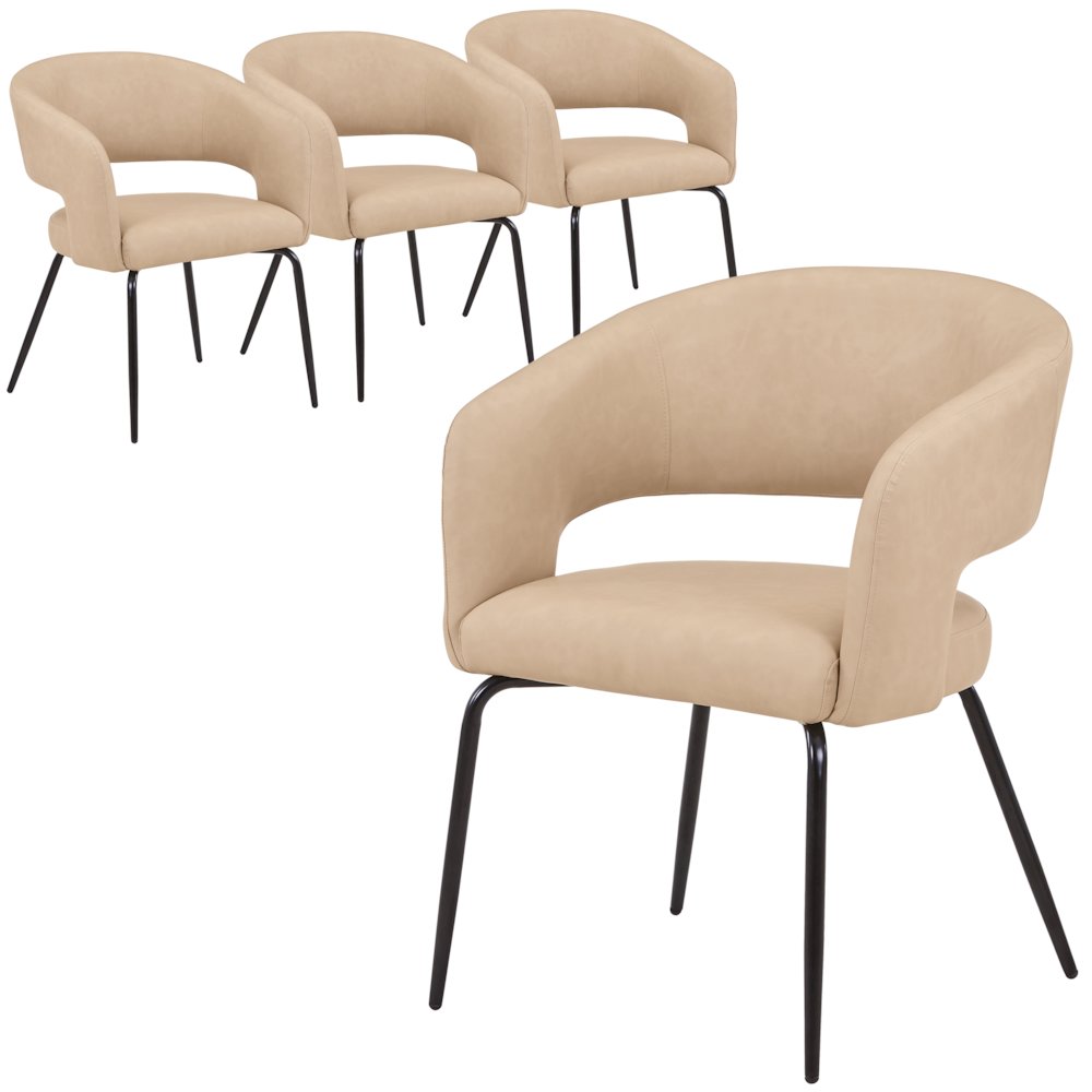 Gavin Series Modern Chair Black Frame in Light Taupe Set of 4