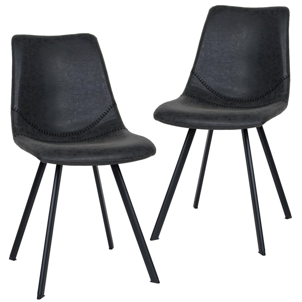Markley Modern Leather Dining Chair With Metal Legs Set of 2