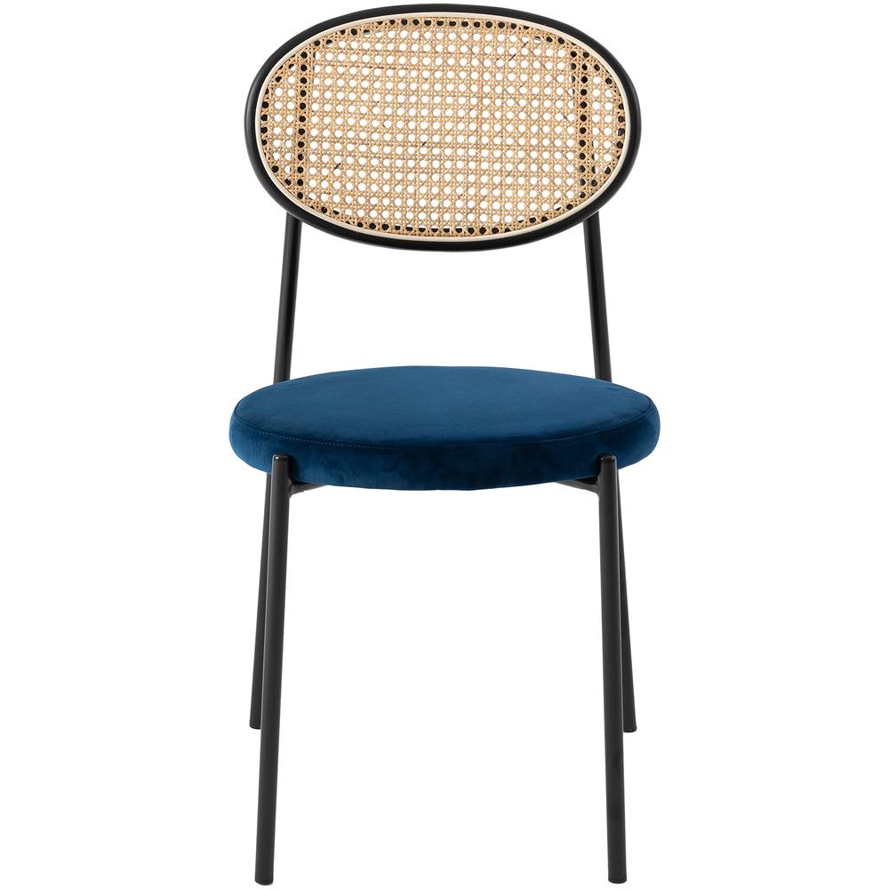 Euston Modern Wicker Dining Chair with Velvet Round Seat Set of 4