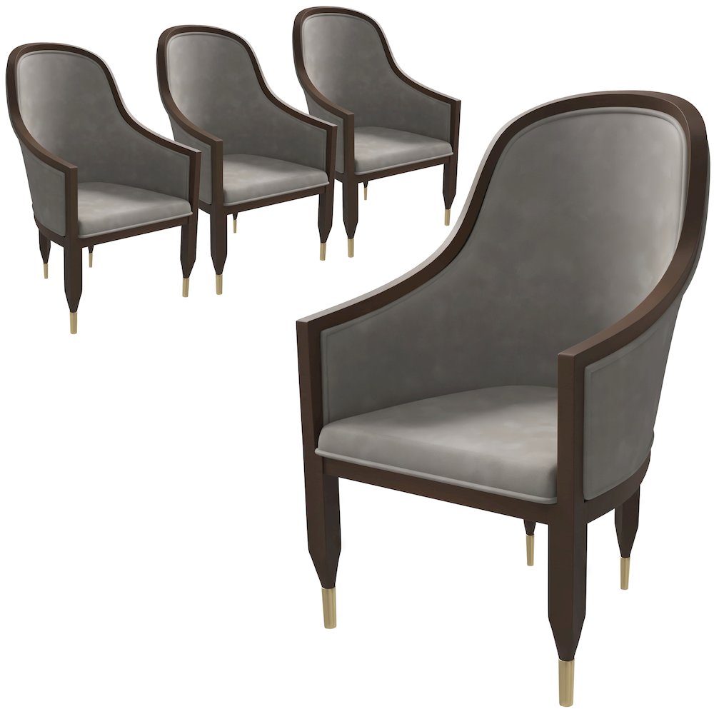 Belle Series Modern Dining Chair in Grey Set of 4