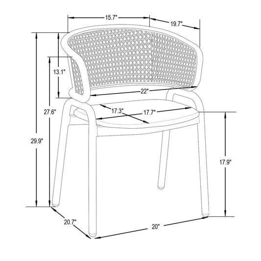 Dining Chair With Stainless Steel Legs Velvet Seat and Wicker Back