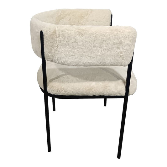 Cyril Collection Modern Chair in White Faux Fur Set of 2