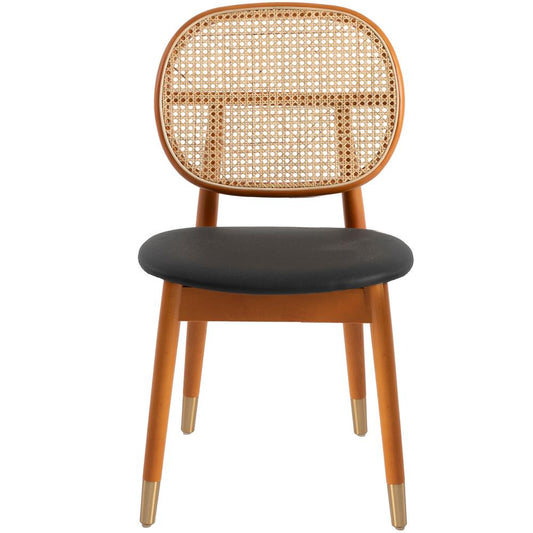 Holbeck Wicker Dining Chair with Upholstered Leather Seat
