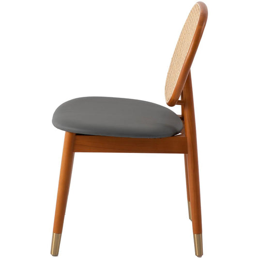 Holbeck Wicker Dining Chair with Upholstered Leather Seat