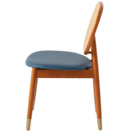 Holbeck Wicker Dining Chair with Upholstered Leather Seat